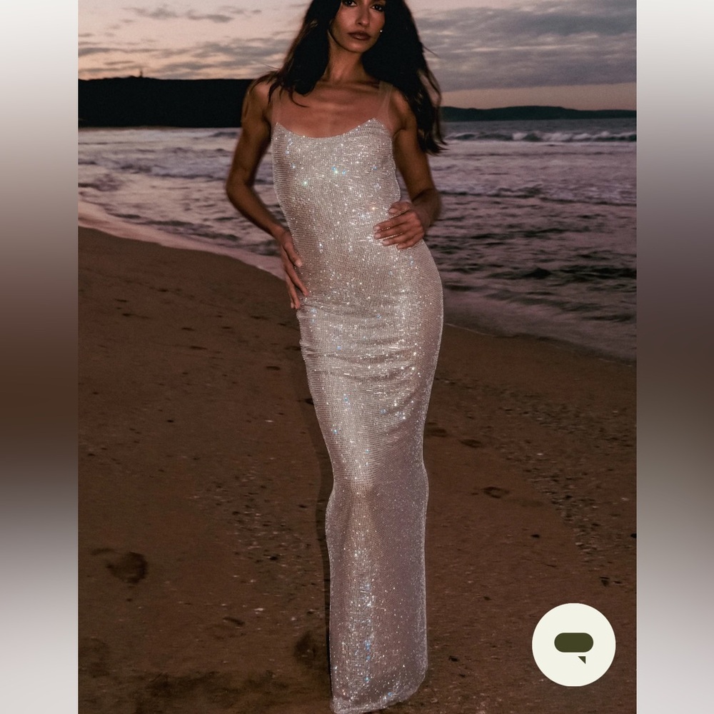 Meshki Jasmyn Hot Fix Maxi Dress w/ Mesh Back